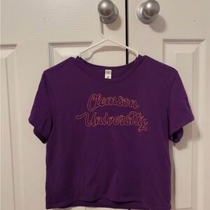 Clemson University Purple Script Cropped Tee - Women's Short Sleeve